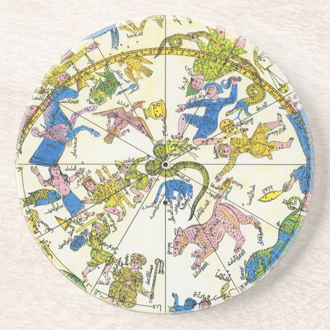 Vintage Celestial, Arabic Sphere, Constellations Coaster (Front)