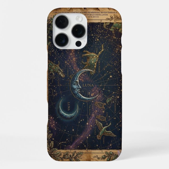 Vintage Celestial Astro Luna Moon Constellation iPhone Case (Back)