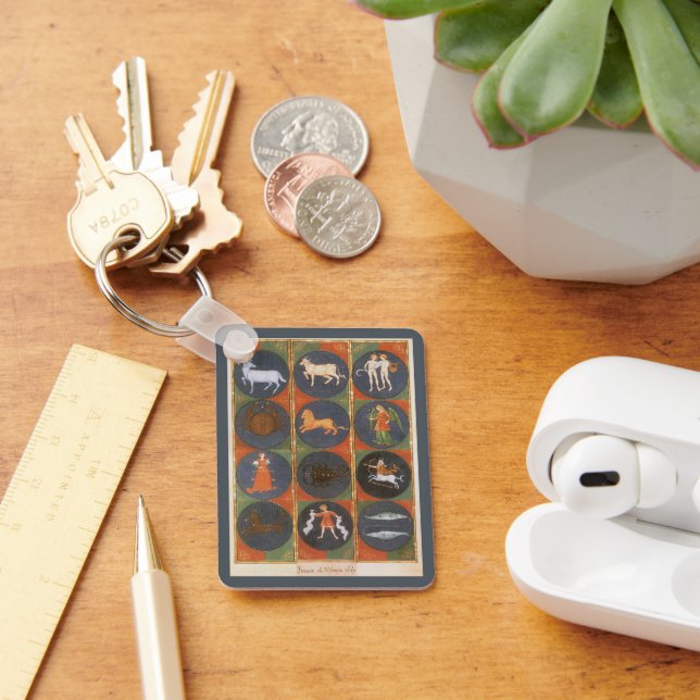 Vintage Celestial, Astrological Zodiac Chart, 1475 Key Ring (Desk)