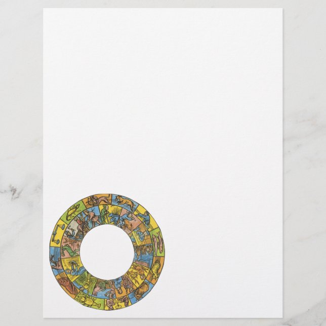 Vintage Celestial, Astrological Zodiac Wheel (Front)