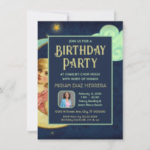 Vintage Celestial Birthday Dinner Party Invitation