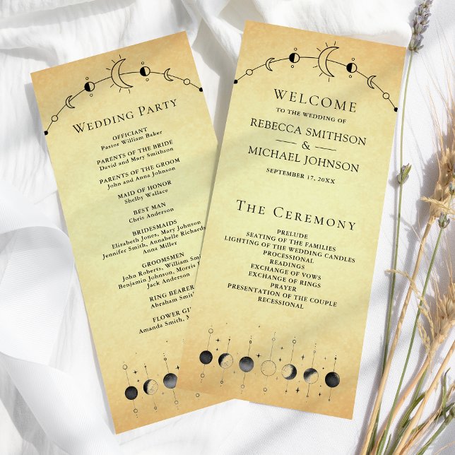 Vintage Celestial Black Moon Wedding Program (Creator Uploaded)
