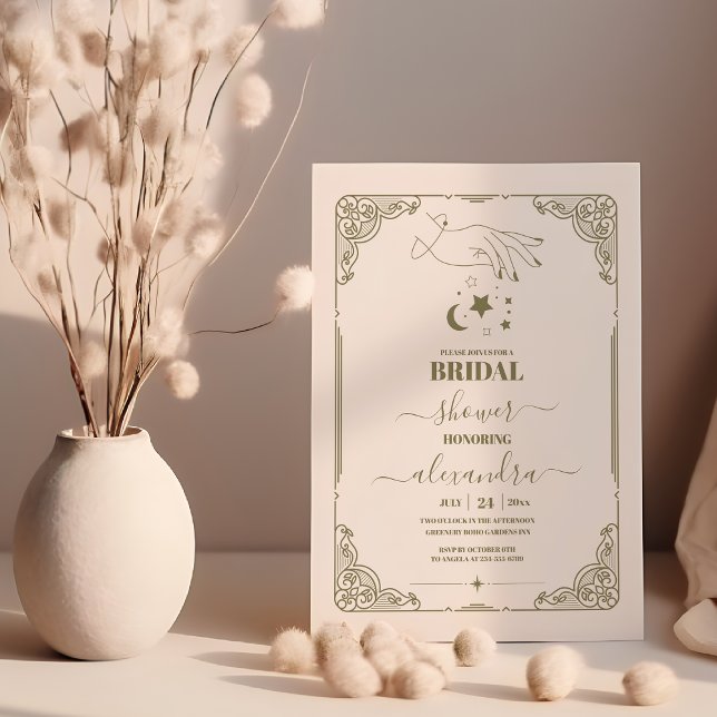 Vintage Celestial Botanical Bridal Shower  Invitation (Creator Uploaded)