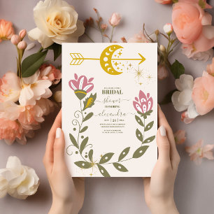 Vintage Celestial Botanical Bridal Shower  Invitation
