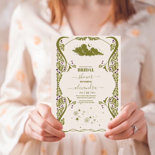 Vintage Celestial Botanical Bridal Shower  Invitation (Creator Uploaded)