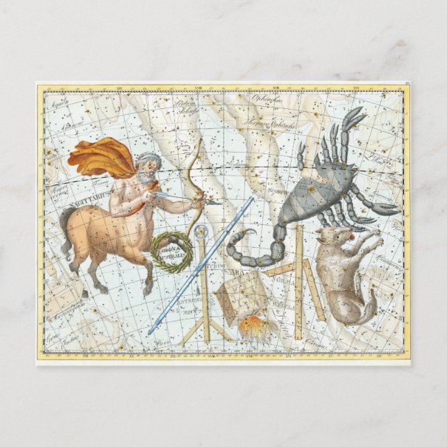 Vintage Celestial Constellations Map Postcard (Front)