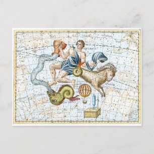 Vintage Celestial Constellations Map Postcard