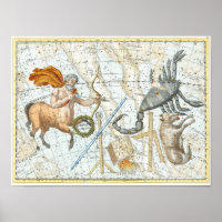 Vintage Celestial Constellations Map