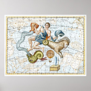 Vintage Celestial Constellations Map Poster