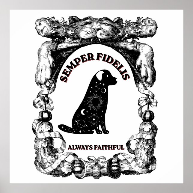 Vintage Celestial dog poster Semper Fidelis (Front)