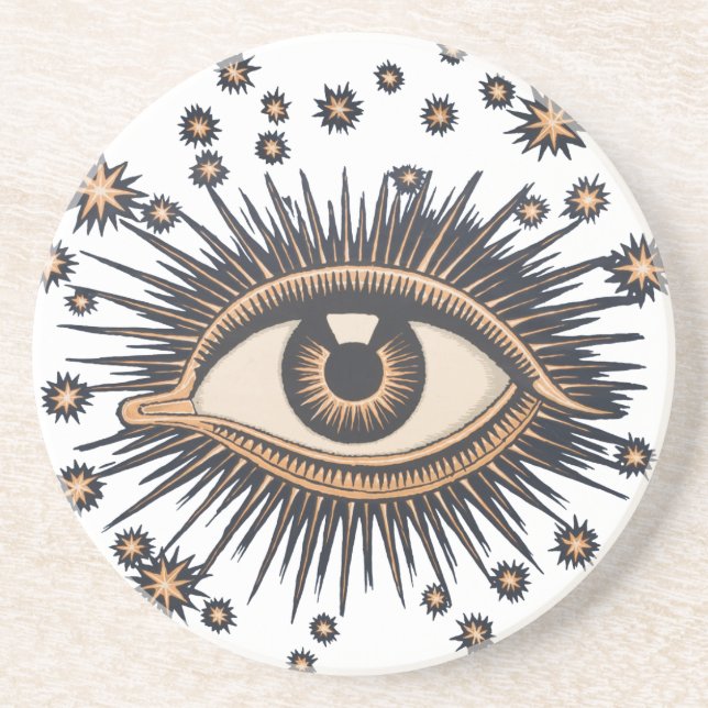 Vintage Celestial Eye Stars Moon Coaster (Front)
