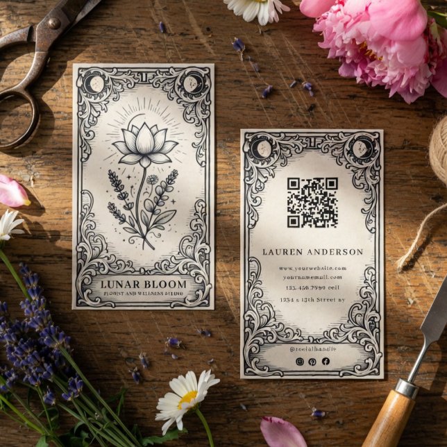 Vintage Celestial Florist Business Card | Mystical (Creator Uploaded)