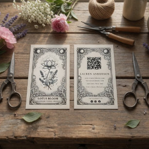 Vintage Celestial Florist Business Card Mystical