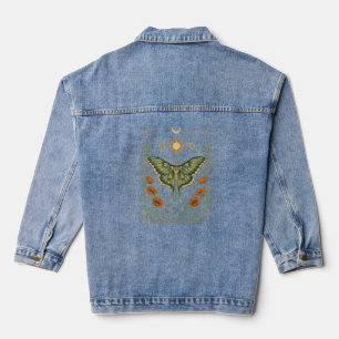 Vintage Celestial Luna Moth Dark Cottagecore Denim Jacket