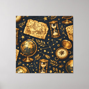 Vintage Celestial Map & Astronomy Pattern Canvas Print