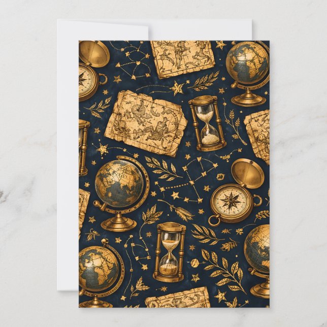 Vintage Celestial Map & Astronomy Pattern Invitation (Front)