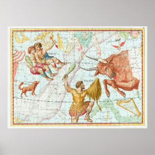 Vintage Celestial Map Constellations Poster