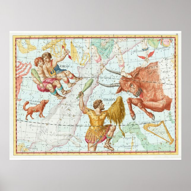 Vintage Celestial Map Constellations Poster (Front)