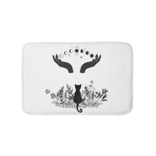 Vintage Celestial Moon Phases Cat Bath Mat