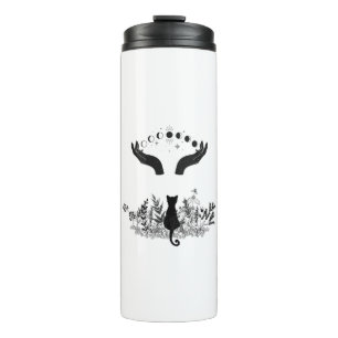 Vintage Celestial Moon Phases Cat Thermal Tumbler