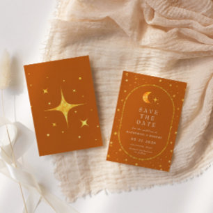 Vintage Celestial Moon Stars Save The Date Invitation