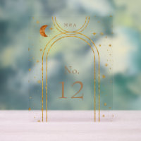 Vintage Celestial Moon Stars Table Number