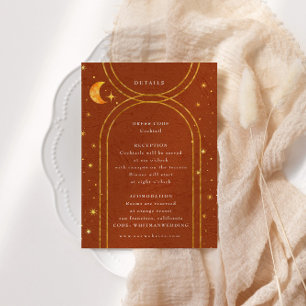 Vintage Celestial Moon Stars Wedding Details Enclosure Card