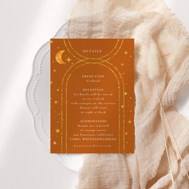 Vintage Celestial Moon Stars Wedding Details  Enclosure Card (Creator Uploaded)