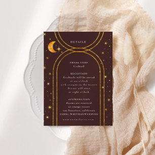 Vintage Celestial Moon Stars Wedding Details Enclosure Card