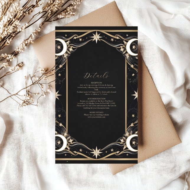 Vintage Celestial Moon Stars Wedding Enclosure Card (Creator Uploaded)