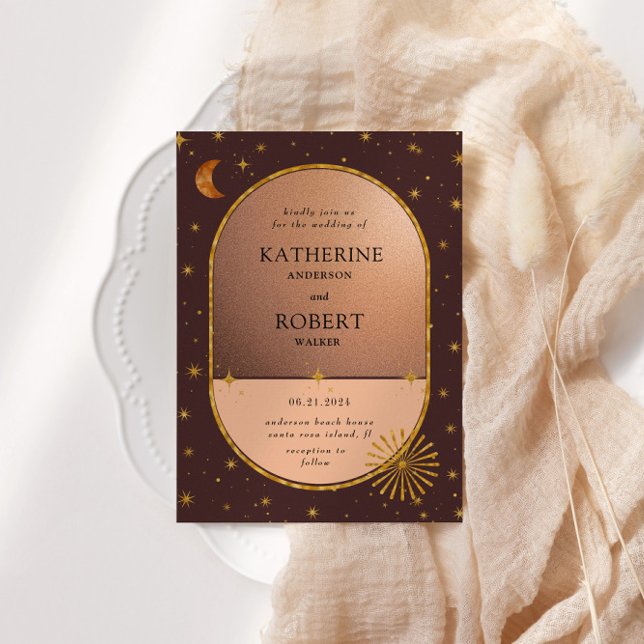 Vintage Celestial Moon Stars Wedding Invitation (Creator Uploaded)