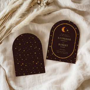 Vintage Celestial Moon Stars Wedding Invitation