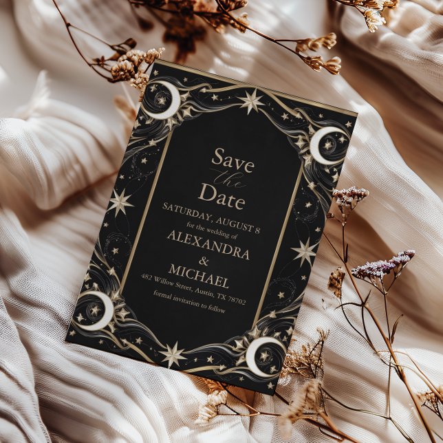 Vintage Celestial Moon Stars Wedding Save The Date (Creator Uploaded)