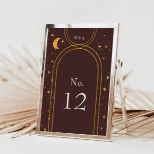 Vintage Celestial Moon Stars Wedding Table Number