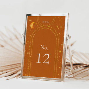 Vintage Celestial Moon Stars Wedding Table Number