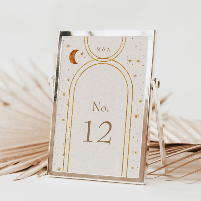 Vintage Celestial Moon Stars Wedding Table Number (Creator Uploaded)