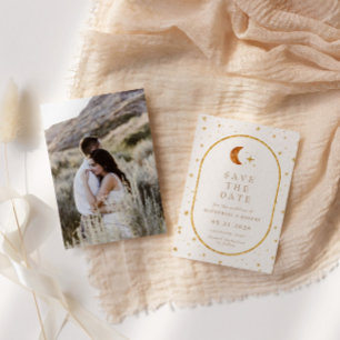 Vintage Celestial Photo Save The Date Invitation