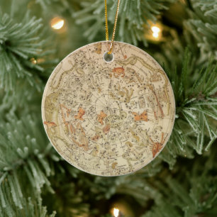 Vintage Celestial Planisphere Map by Joseph Moxon Ceramic Ornament