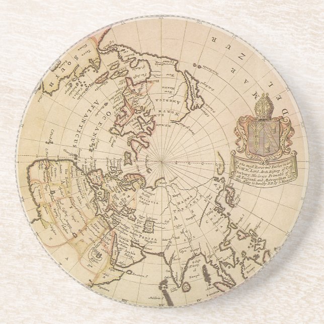 Vintage Celestial Planisphere Map by Joseph Moxon Coaster (Front)