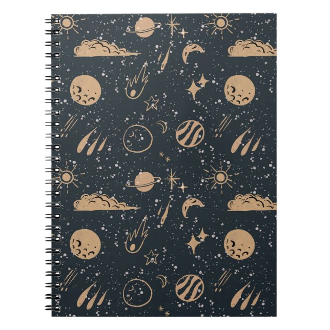 Vintage Celestial Space Pattern Notebook (Front)