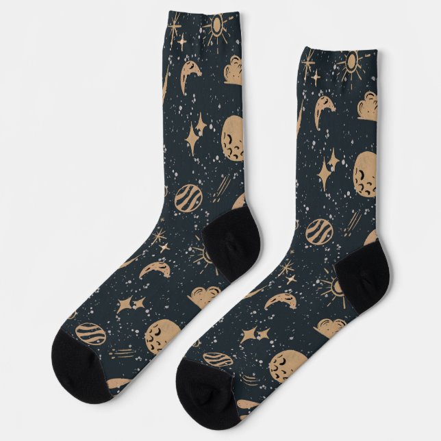 Vintage Celestial Space Pattern Socks (Left)