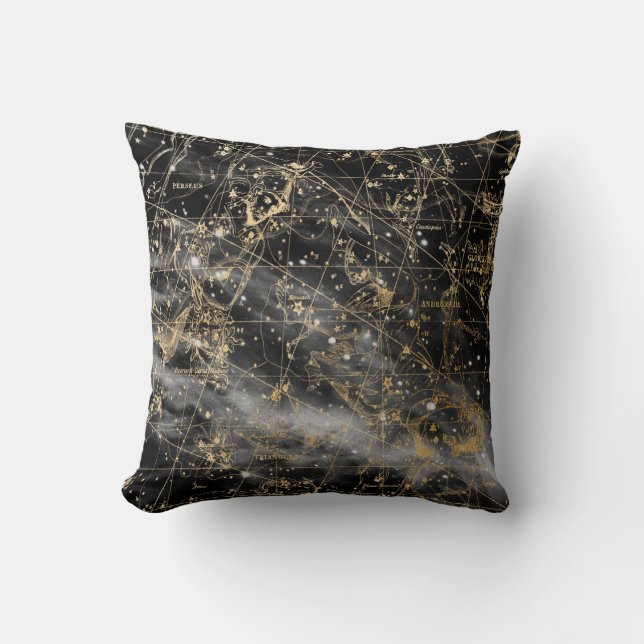 Vintage Celestial Star Map Background Cushion (Front)