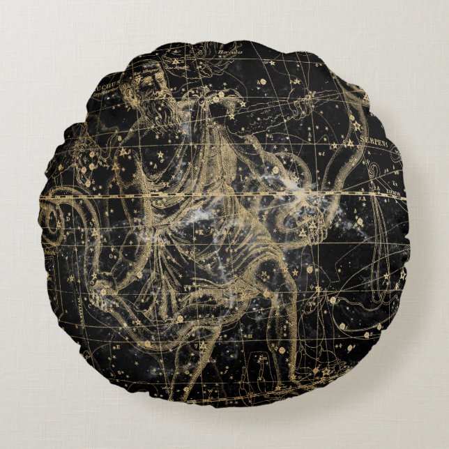 Vintage Celestial Star Map Background Round Cushion (Front)