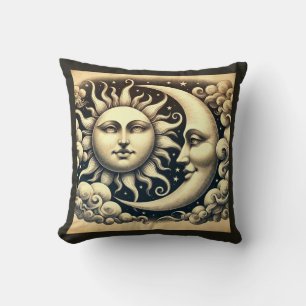 Vintage Celestial Sun & Moon  Cushion