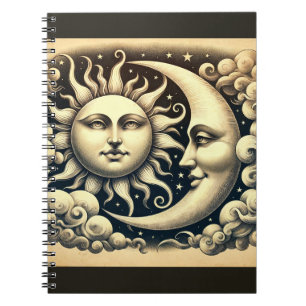 Vintage Celestial Sun & Moon  Notebook