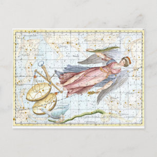 Vintage Celestial Virgo and Libra Constellations Postcard