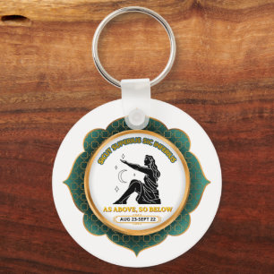 Vintage Celestial Virgo Zodiac Poster Key Ring