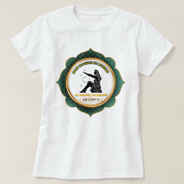 Vintage Celestial Virgo Zodiac Poster T-Shirt (Design Front)