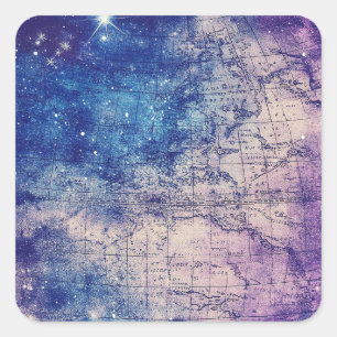 Vintage Celestial World Map (14) Square Sticker