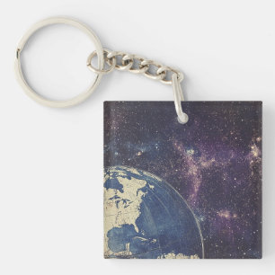Vintage Celestial World Map (1) Key Ring